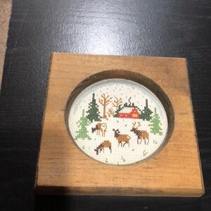 Wooden Frames needlepoint winter scene